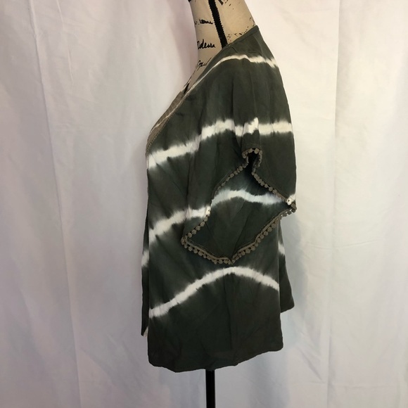 Knox Rose sz xs boho top green tie dye dolman slv - Picture 5 of 8